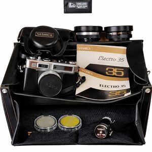 Yashica Electro 35 35mm Rangefinder Camera Kit Case Manuals Tested